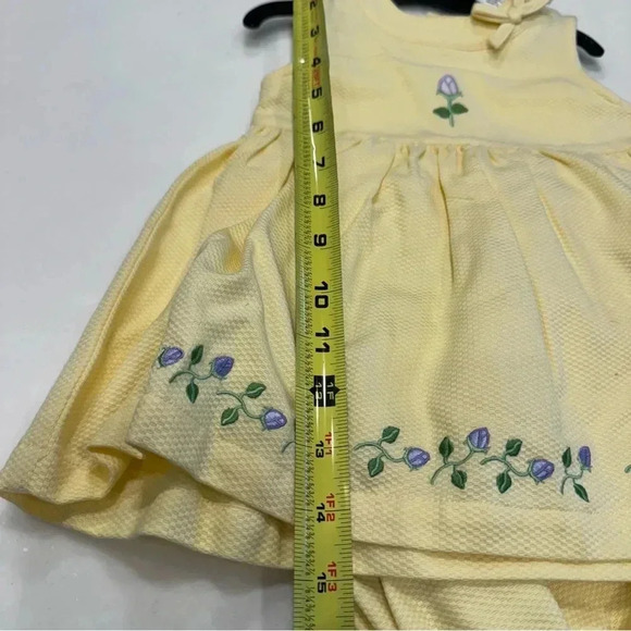 NWT Little Me Infant Girls cotton dress Yellow W/embroidered flowers 9 Months - Picture 11 of 13